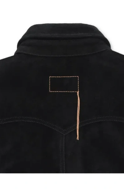 Fortela Linda Suede Leather Overshirt In Black