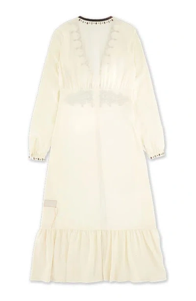Fortela Ada Embroidered Silk Creponne Dress In Neutral