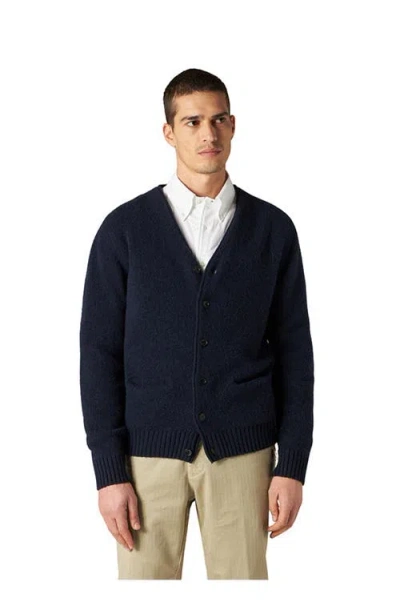 Fortela Edmund Merino Wool Cardigan In Blue