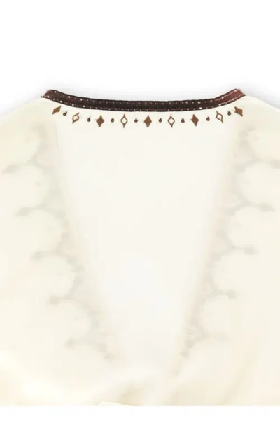 Fortela Ada Embroidered Silk Creponne Dress In Neutral