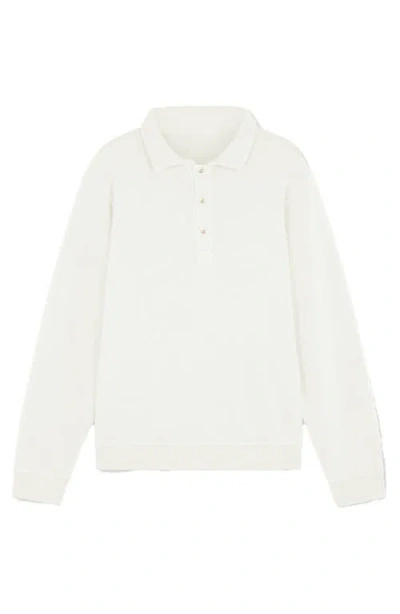 Fortela Hunting Long Sleeve Fleece Jersey Polo Shirt In White