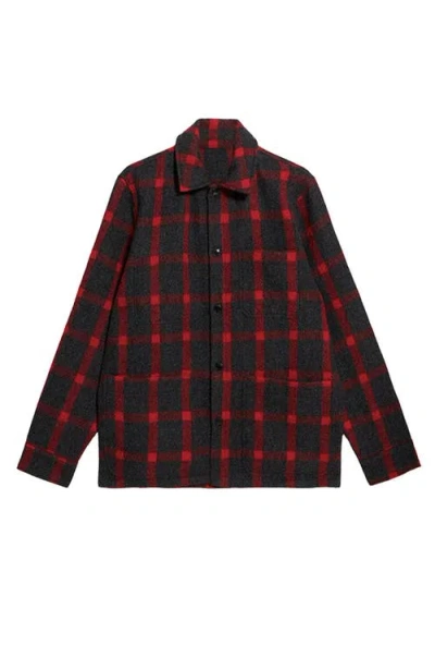 Fortela Steck Wool Check Overshirt In Black