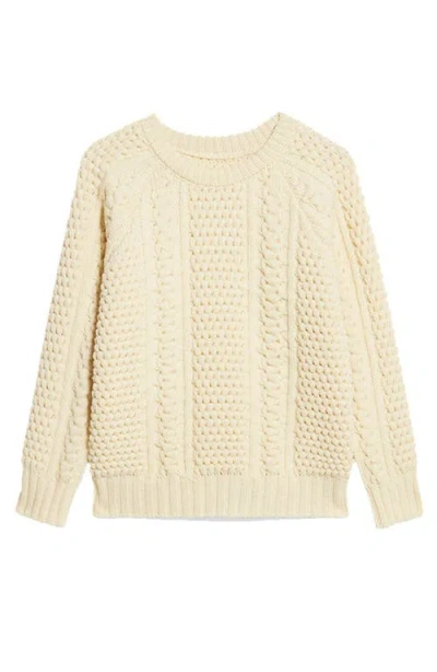 Fortela Aston Cable Knit Wool Crewneck Sweater In Neutral