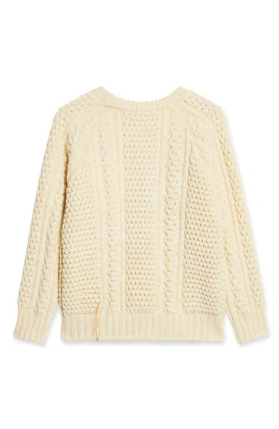 Fortela Aston Cable Knit Wool Crewneck Sweater In Neutral