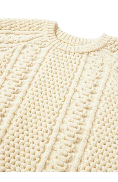 Fortela Aston Cable Knit Wool Crewneck Sweater In Neutral