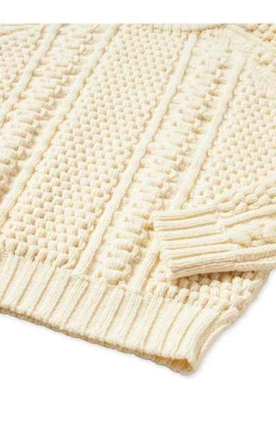 Fortela Aston Cable Knit Wool Crewneck Sweater In Neutral