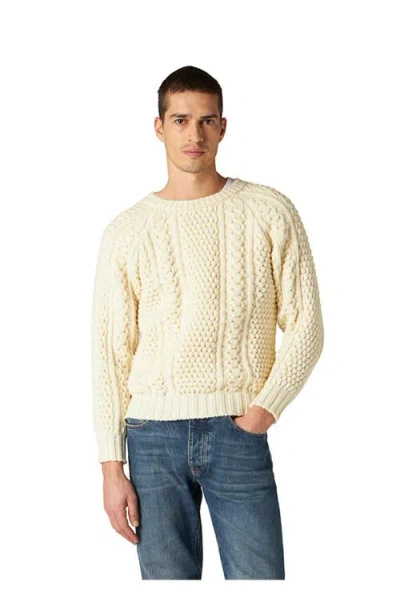 Fortela Aston Cable Knit Wool Crewneck Sweater In Neutral