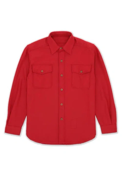 Fortela Cpo Flannel Wool Overshirt In Red