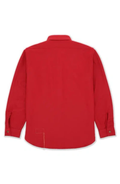 Fortela Cpo Flannel Wool Overshirt In Red