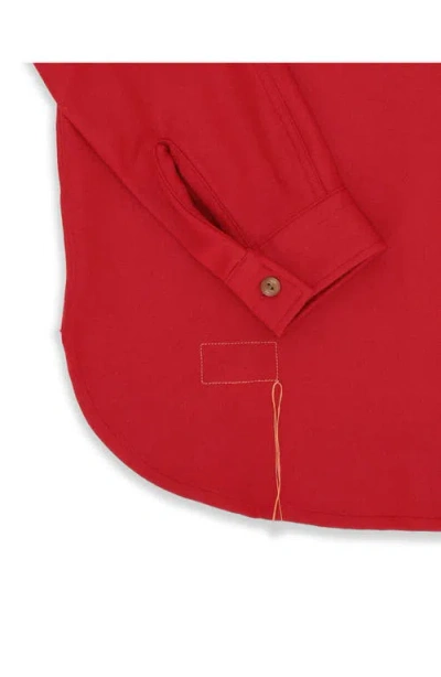 Fortela Cpo Flannel Wool Overshirt In Red