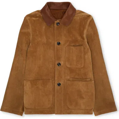 Fortela Montana Suede Leather Jacket In Brown