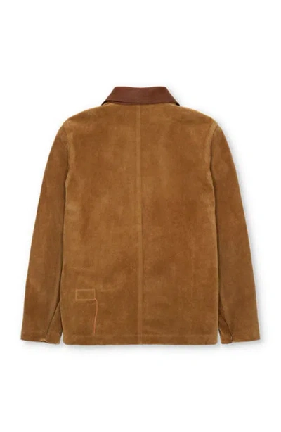 Fortela Montana Suede Leather Jacket In Brown