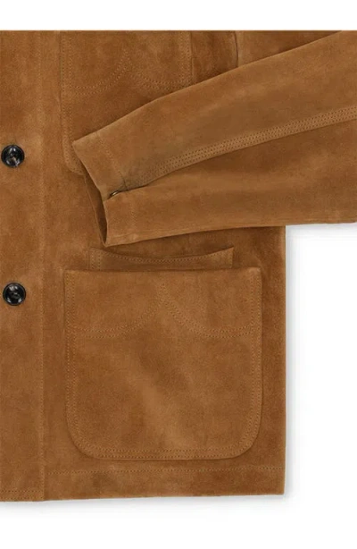 Fortela Montana Suede Leather Jacket In Brown