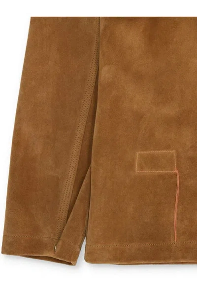 Fortela Montana Suede Leather Jacket In Brown