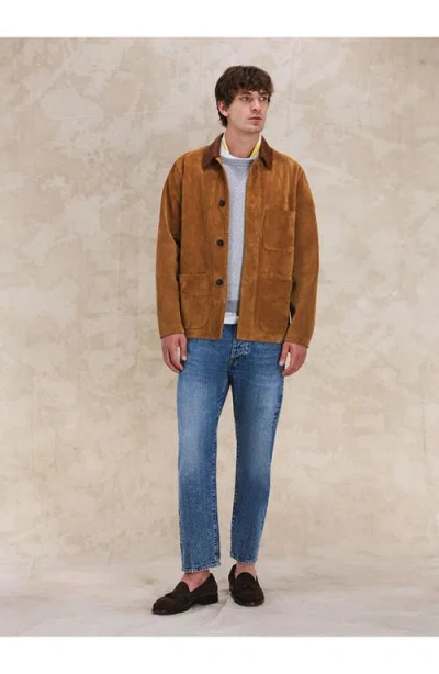 Fortela Montana Suede Leather Jacket In Brown