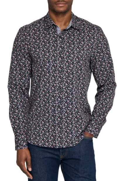 Construct Berry Leaves Woven Long Sleeve Basic In Animal Print