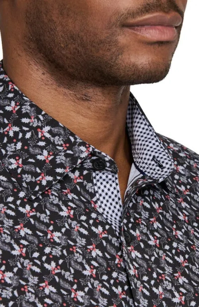 Construct Berry Leaves Woven Long Sleeve Basic In Animal Print