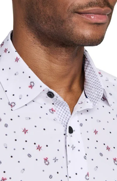 Construct Wreath And Ornament Woven Long Sleeve Basic In White