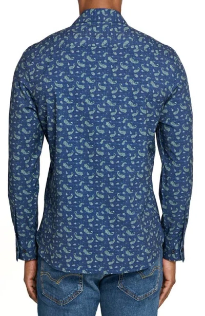 Construct Paisley Woven Long Sleeve Basic In Blue