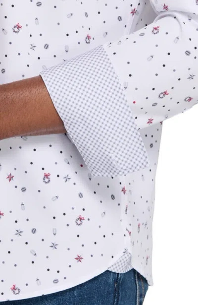 Construct Wreath And Ornament Woven Long Sleeve Basic In White