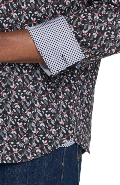 Construct Berry Leaves Woven Long Sleeve Basic In Animal Print