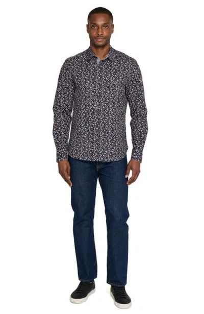 Construct Berry Leaves Woven Long Sleeve Basic In Animal Print