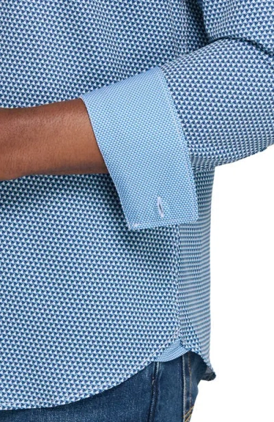 Construct Hexagon Geo Woven Long Sleeve Basic In Blue