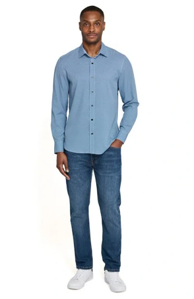 Construct Hexagon Geo Woven Long Sleeve Basic In Blue