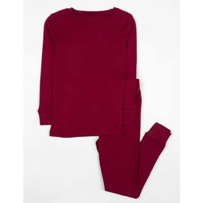 Leveret Kids Two-piece Solid Cotton Matching Family Pajamas In Red