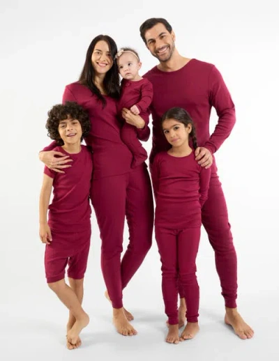 Leveret Kids Two-piece Solid Cotton Matching Family Pajamas In Red