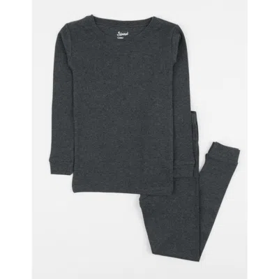 Leveret Kids Two-piece Solid Cotton Matching Family Pajamas In Gray