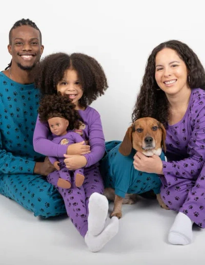 Leveret Kids Two-piece Cotton Printed Matching Family Pajamas, Coordinated Prints In Blue