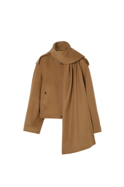Burberry Detachable Scarf Cashmere Jacket In Brown