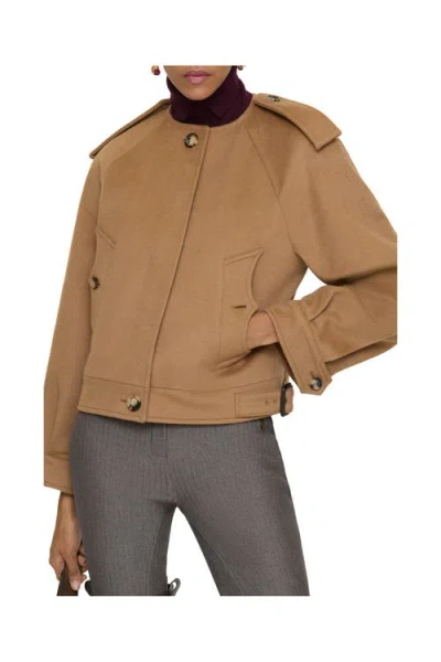 Burberry Detachable Scarf Cashmere Jacket In Brown