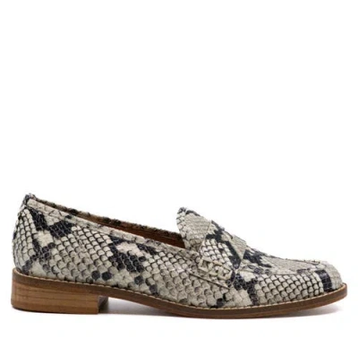 Andrea Gomez Camila Python-effect Leather Loafers In Gray