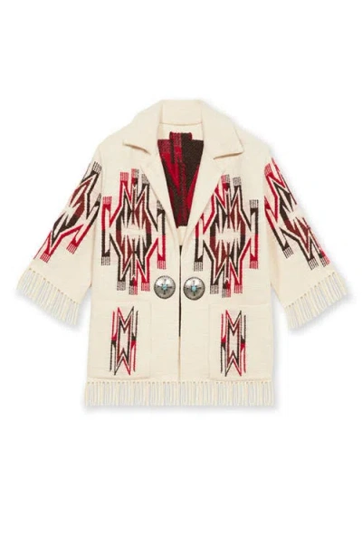 Fortela Freya Navajo Wool Blend Cardigan In White