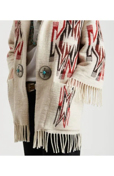 Fortela Freya Navajo Wool Blend Cardigan In White