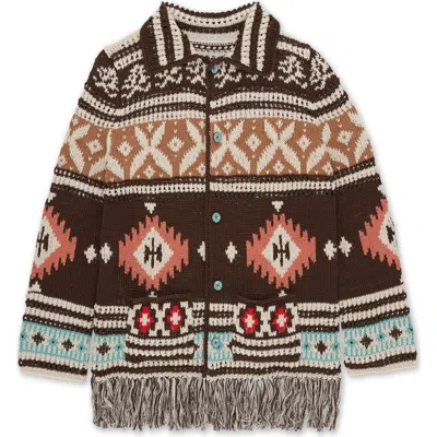 Fortela Lilly Navajo Alpaca And Cotton Cardigan In Brown
