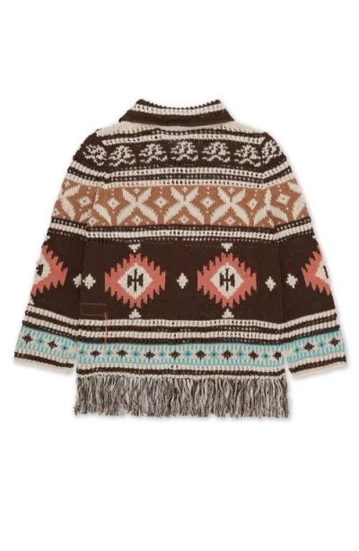 Fortela Lilly Navajo Alpaca And Cotton Cardigan In Brown