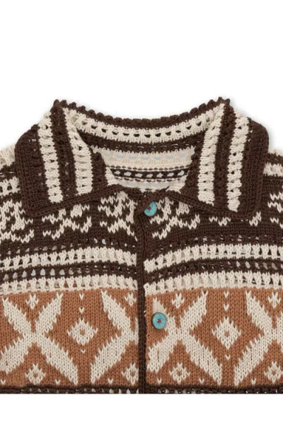 Fortela Lilly Navajo Alpaca And Cotton Cardigan In Brown