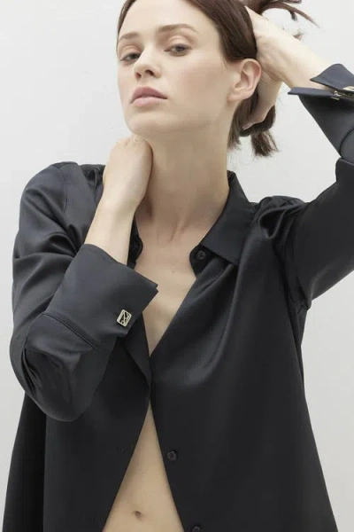 Naked Cashmere Suvi Silk Button-up Shirt In Black