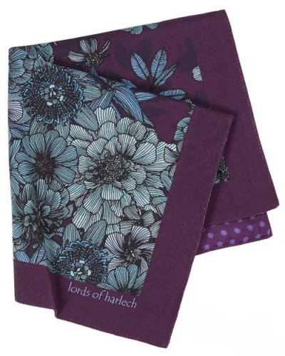 Lords Of Harlech Hudson Merino Wool Handkerchief Pocket Square In Purple
