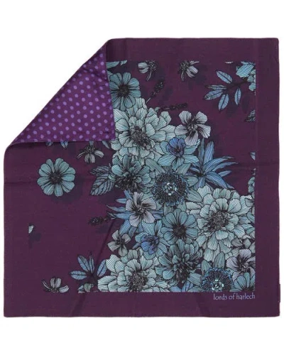 Lords Of Harlech Hudson Merino Wool Handkerchief Pocket Square In Purple