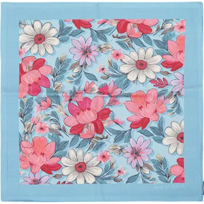 Lords Of Harlech Hudson Merino Wool Handkerchief Pocket Square In Blue