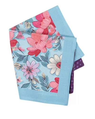 Lords Of Harlech Hudson Merino Wool Handkerchief Pocket Square In Blue