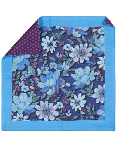 Lords Of Harlech Hudson Merino Wool Handkerchief Pocket Square In Blue