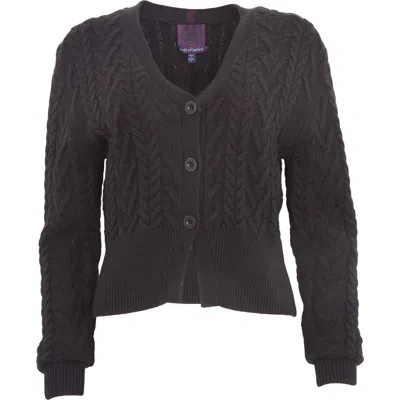 Lords Of Harlech Samantha Cashmere Blend Cable Knit Cardigan Sweater In Animal Print