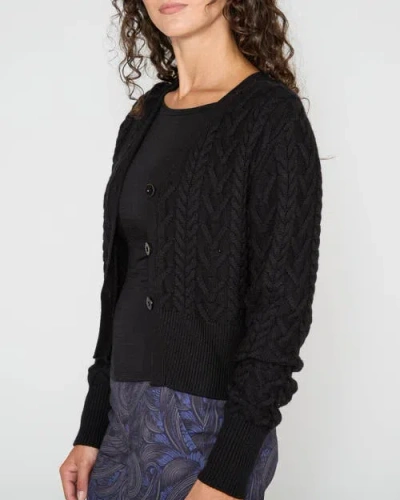 Lords Of Harlech Samantha Cashmere Blend Cable Knit Cardigan Sweater In Animal Print
