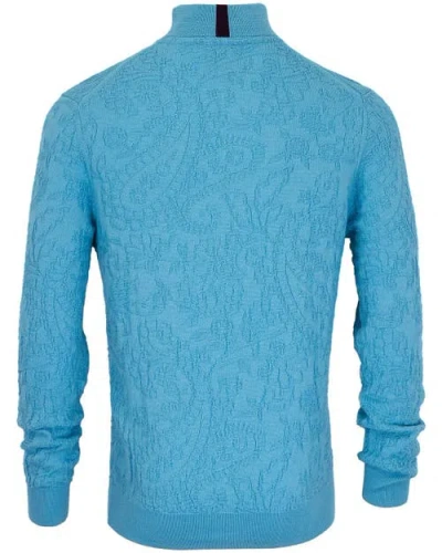 Lords Of Harlech Quinn Quarter Zip Merino Wool Sweater In Blue