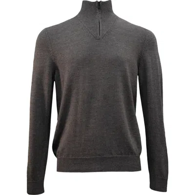 Lords Of Harlech Quest Fully Fashioned Quarter-zip Merino Sweater In Gray